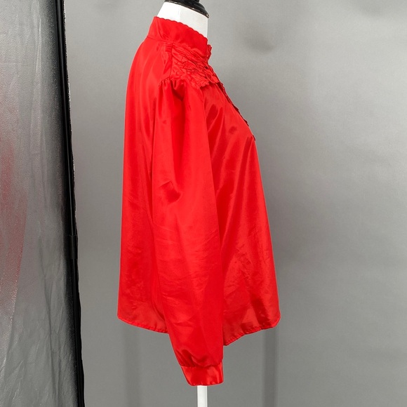 Vintage‎ Map Say NY Red Floral Vampy Blouse Women’s Med Large Button Up Western - Picture 7 of 15